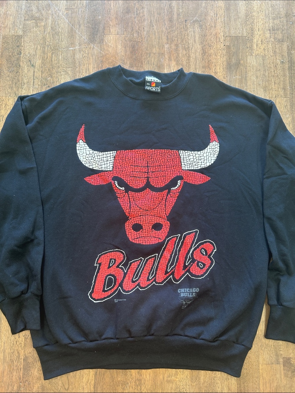 Vintage Chicago Bulls Black Crewneck Sweatshirt with Red Logo